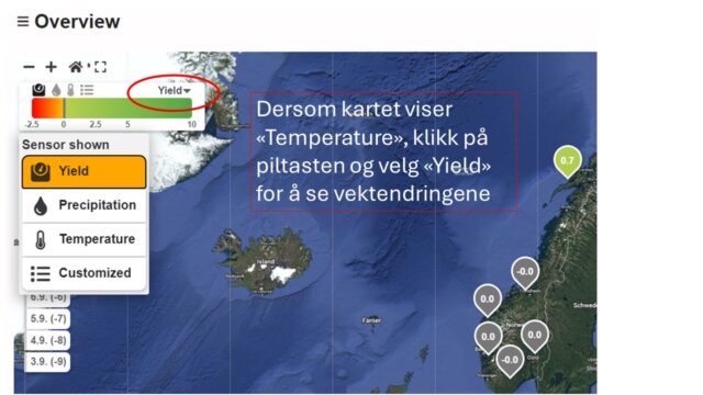 Velg Yield for å se vektendringene